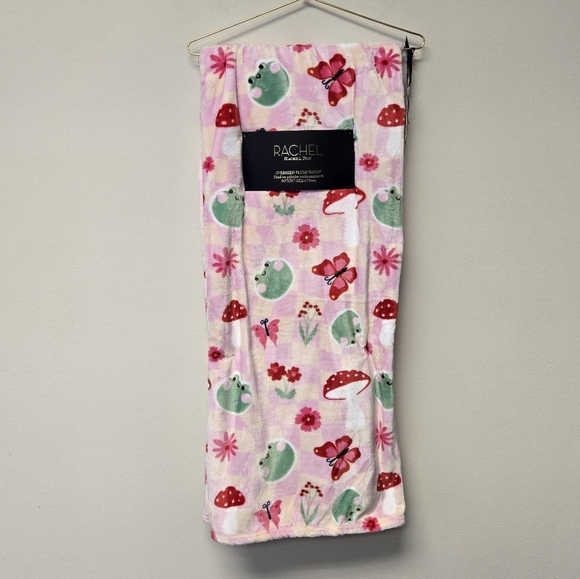 RACHEL Rachel Roy Other - Rachel Roy Frog Mushroom Oversized Plush Throw Blanket Pink Green